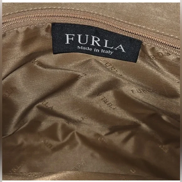 Furla croc-embossed Elegant Tan Leather Shoulder Bag - Picture 6 of 11